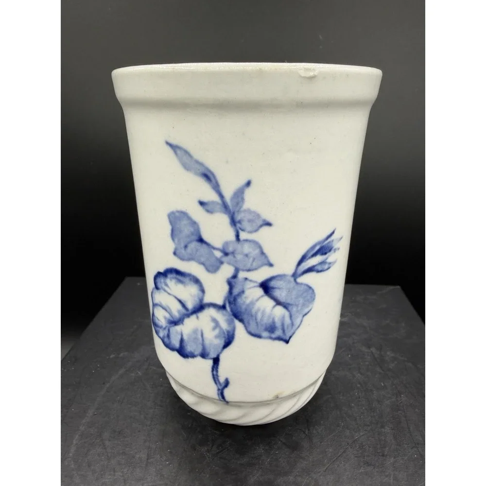 🌸💙 Vintage White Porcelain Blue Morning Glory Flower Vase – 5
